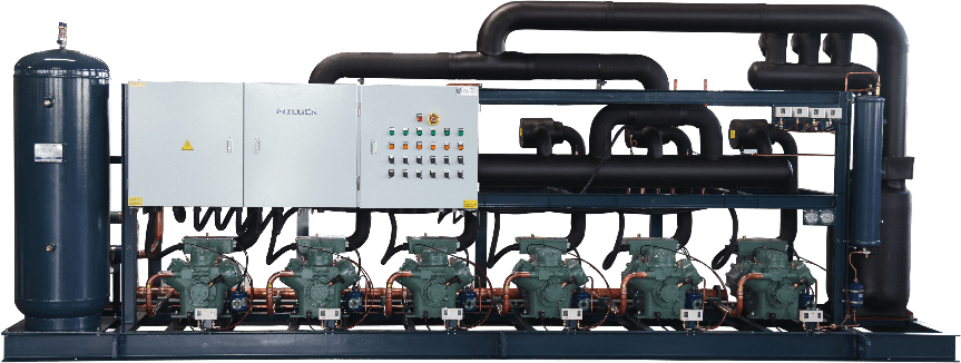 Meluck large-scale parallel compressor rack system for industrial cold storage and freezer room refrigeration solutions