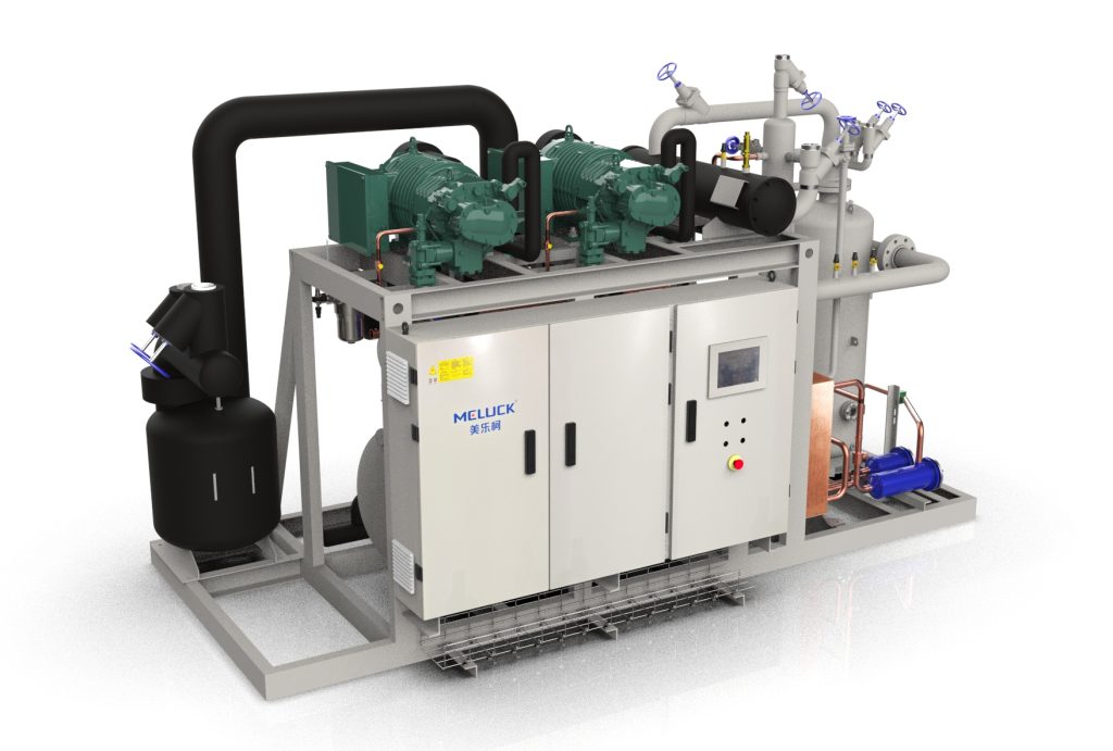 Meluck parallel compressor rack system with Bitzer compressors and intelligent control panel for large-scale freezer room solutions